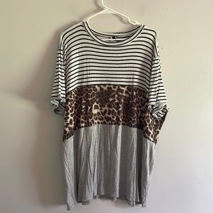 Lovely Souls striped leopard T-shirt 3X